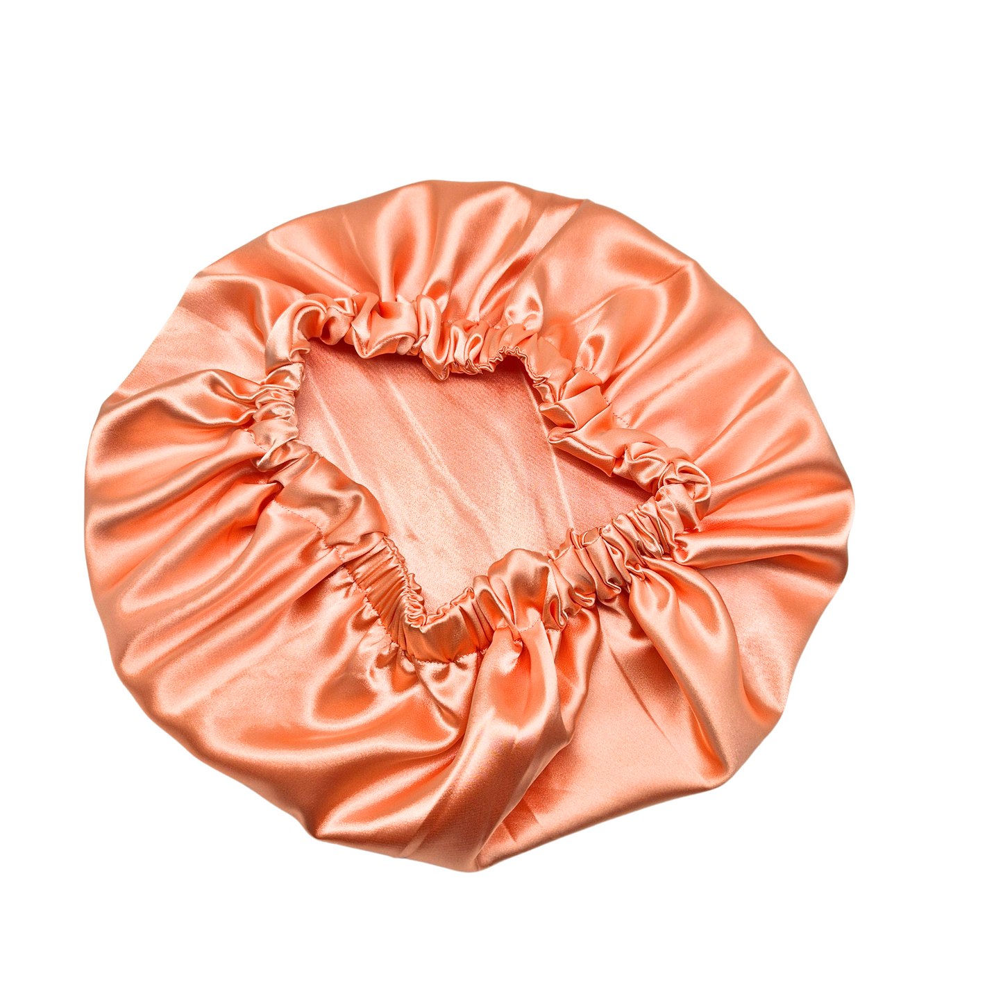 Schlafhaube aus Satin- Koralle