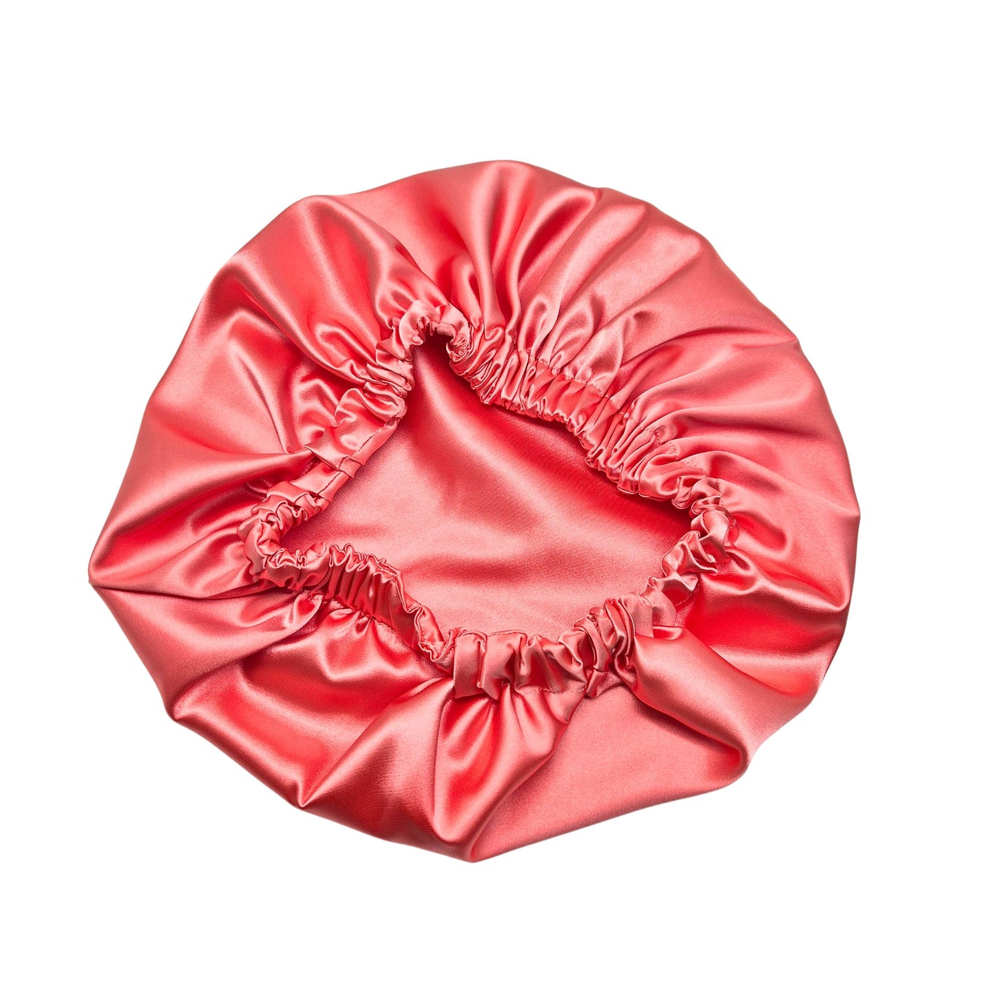 Schlafhaube aus Satin- Koralle
