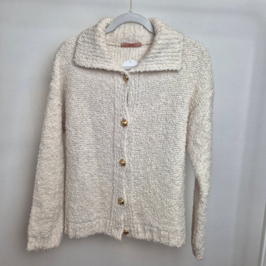 Bouclé Strickjacke "Goldie" mit Kragen