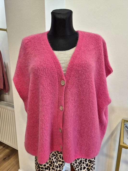 Lässige Strickweste aus Alpaca- "Milano"- Pink